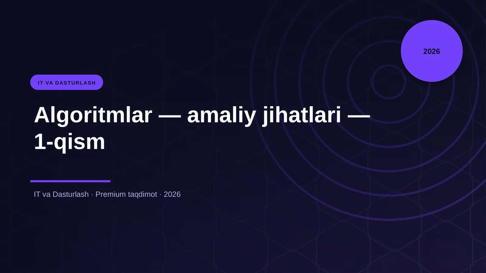 Algoritmlar — amaliy jihatlari — 1-qism 1
