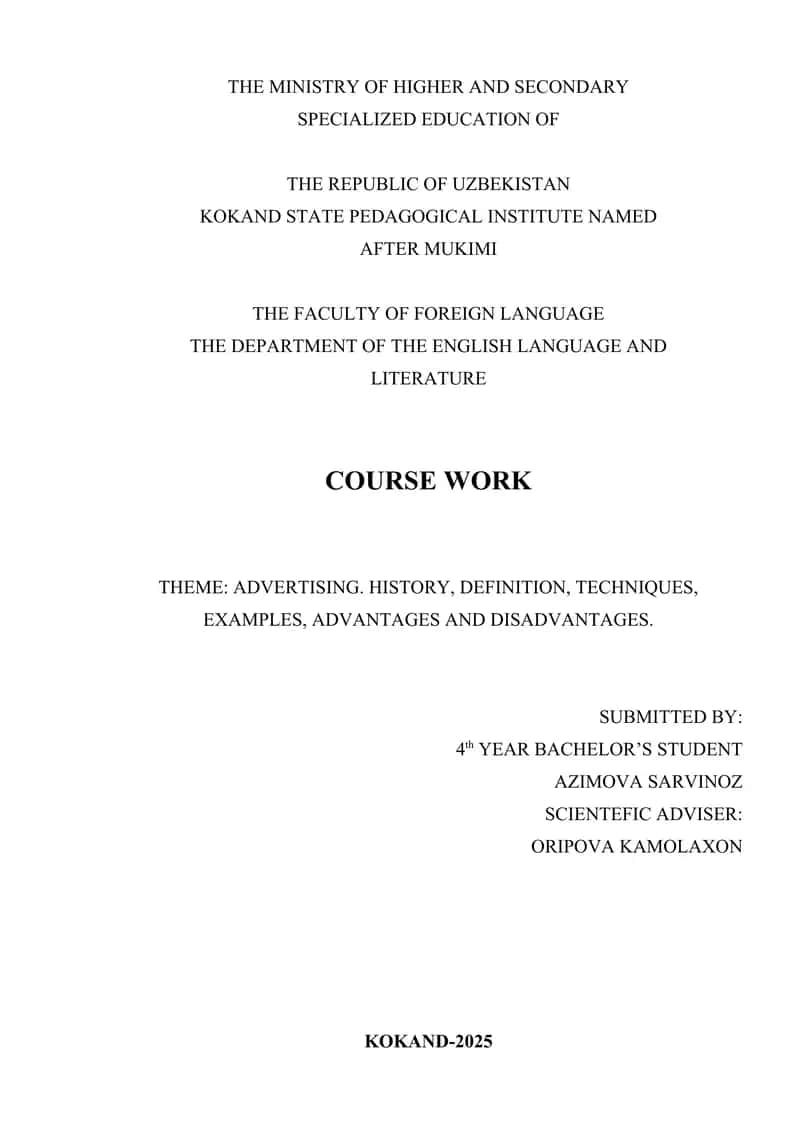 COURSE WORK 1
