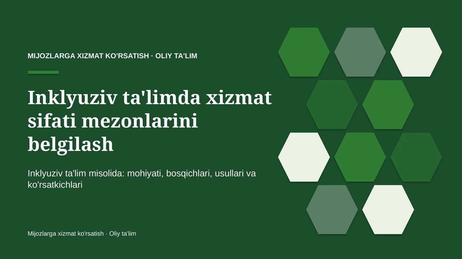 Inklyuziv ta'limda xizmat sifati mezonlarini belgilash 1