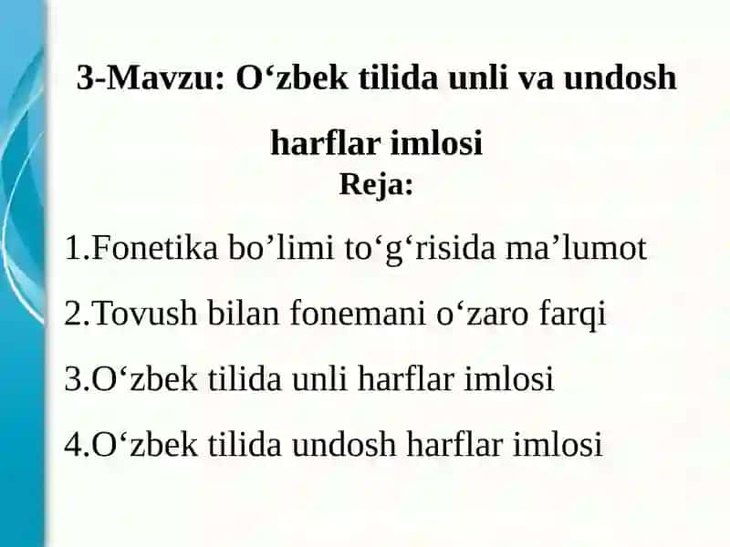 O‘zbektilidaunlivaundoshharflarimlosi