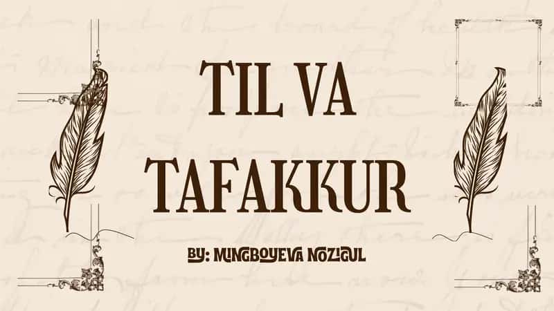TIL VA TAFAKKUR 1