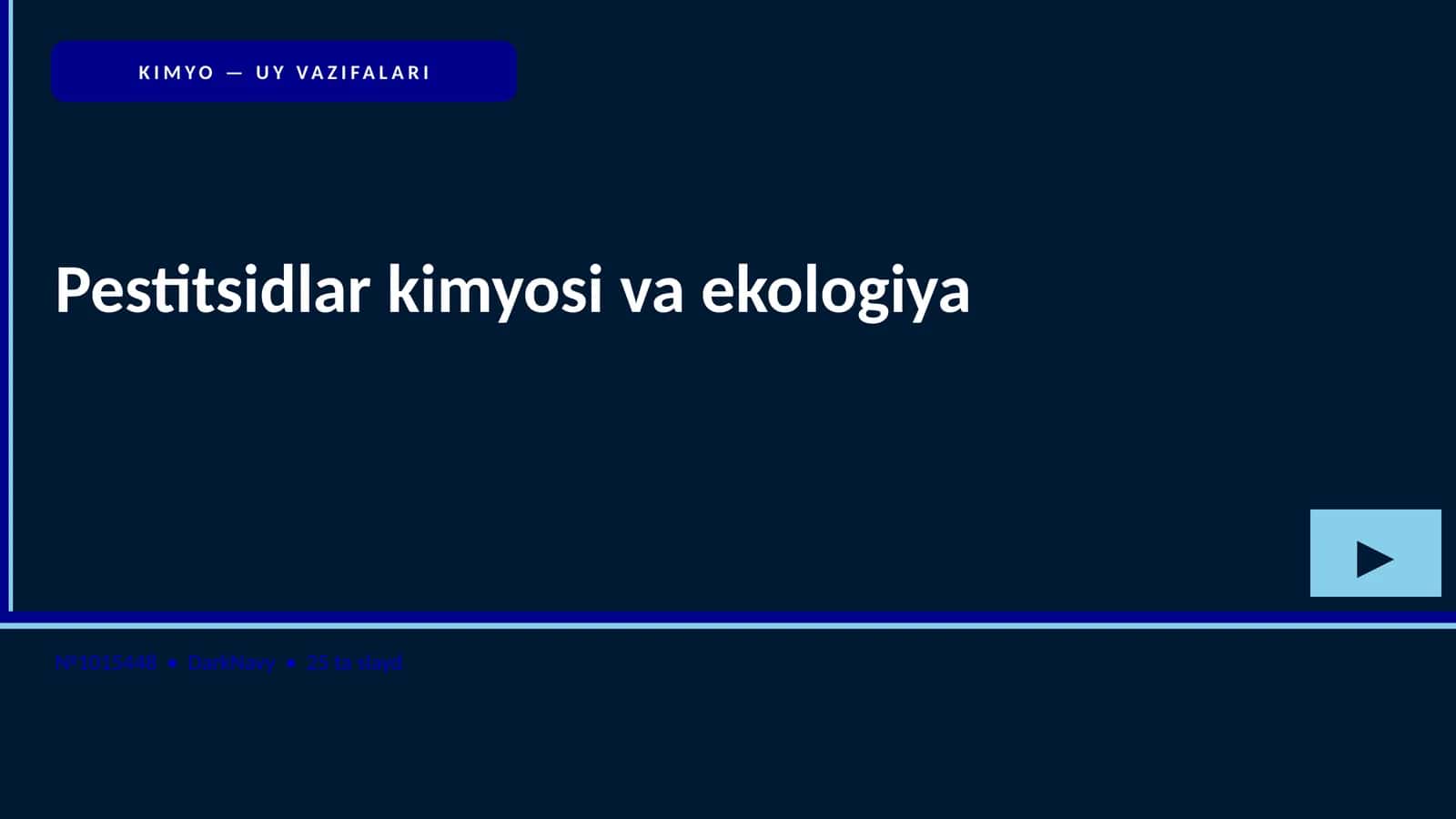 Pestitsidlar kimyosi va ekologiya 1
