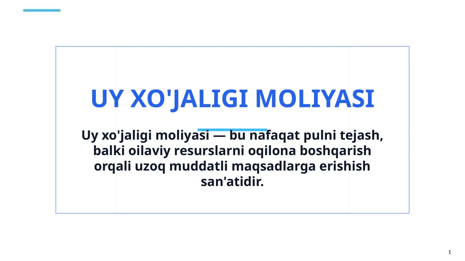 Uy xo'jaligi moliyasi 1