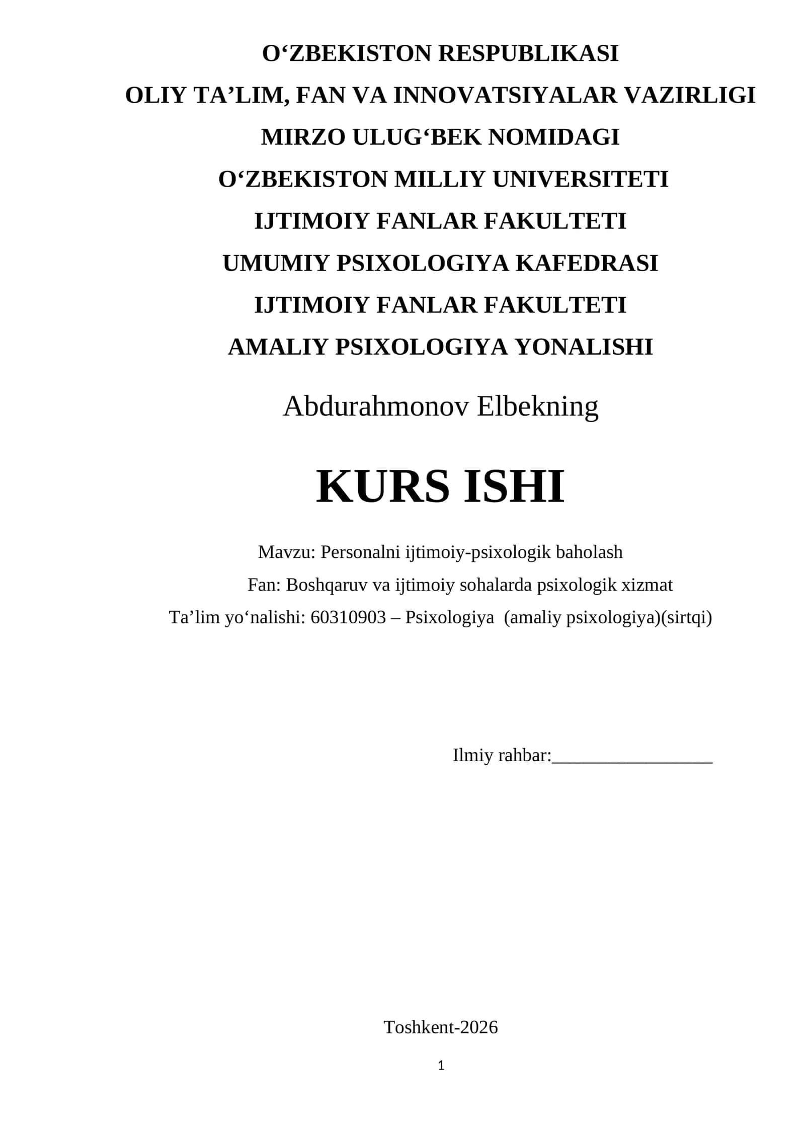Personalni ijtimoiy-psixologik baholash 1
