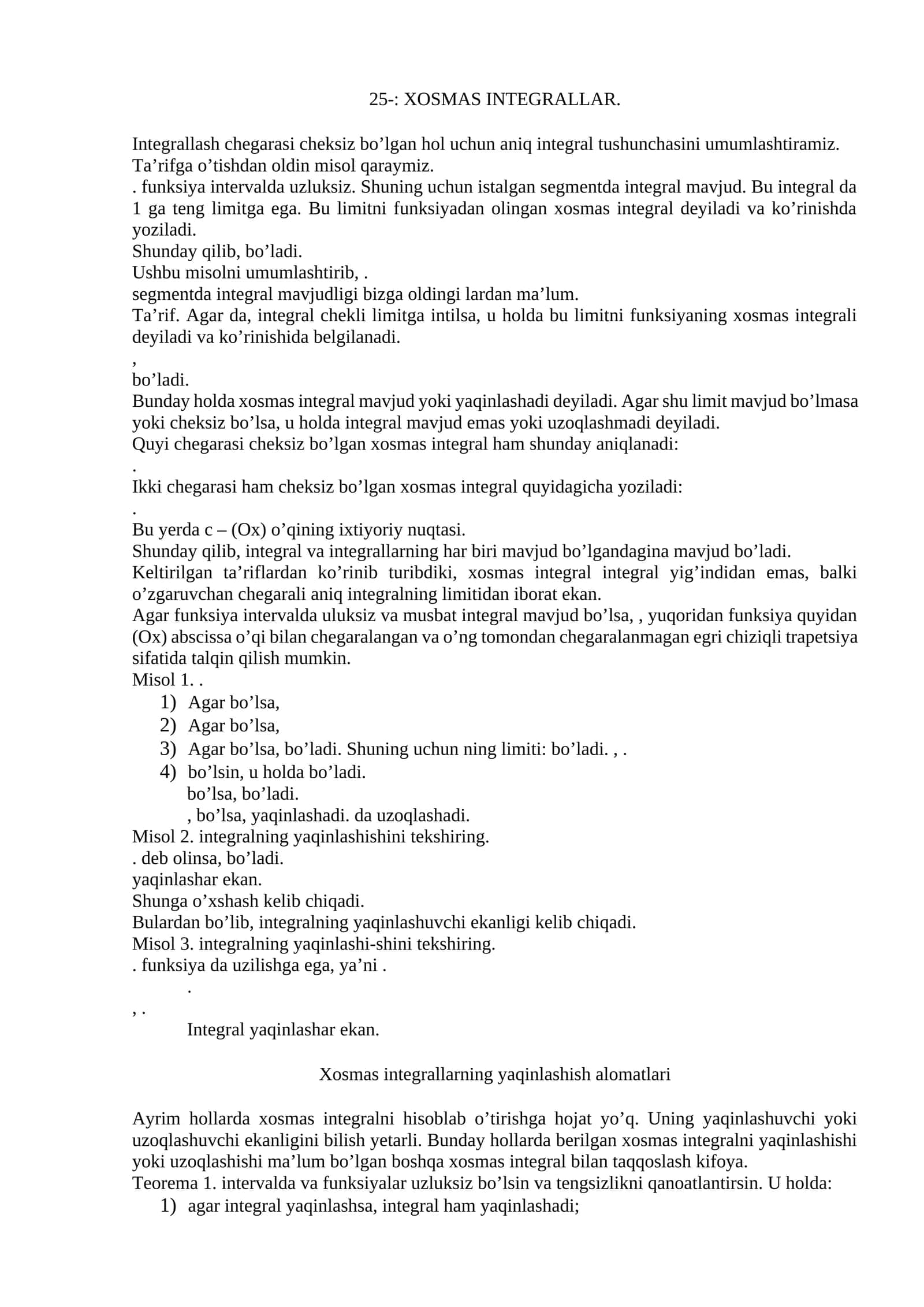 XOSMAS INTEGRALLAR 1