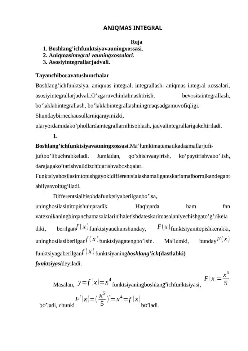 Aniqmas Integral