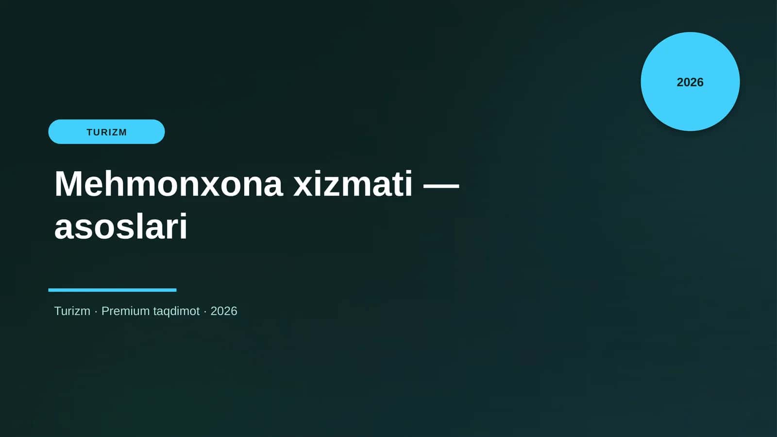 Mehmonxona xizmati — asoslari 1