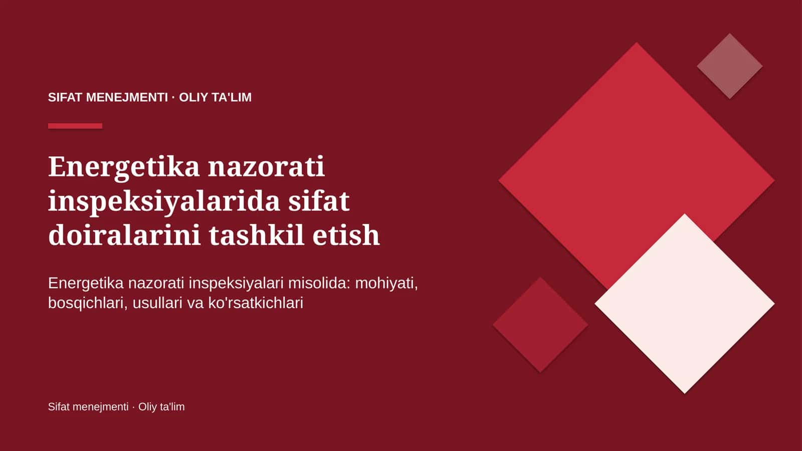 Energetika nazorati inspeksiyalarida sifat doiralarini tashkil etish 1