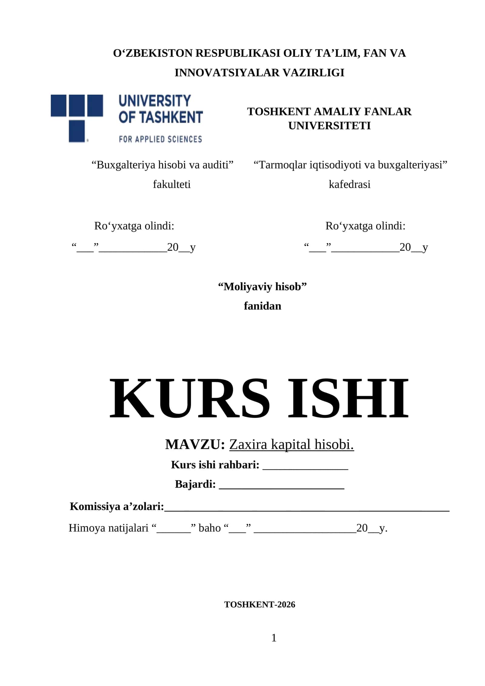 Zaxira kapital hisobi va auditi 1