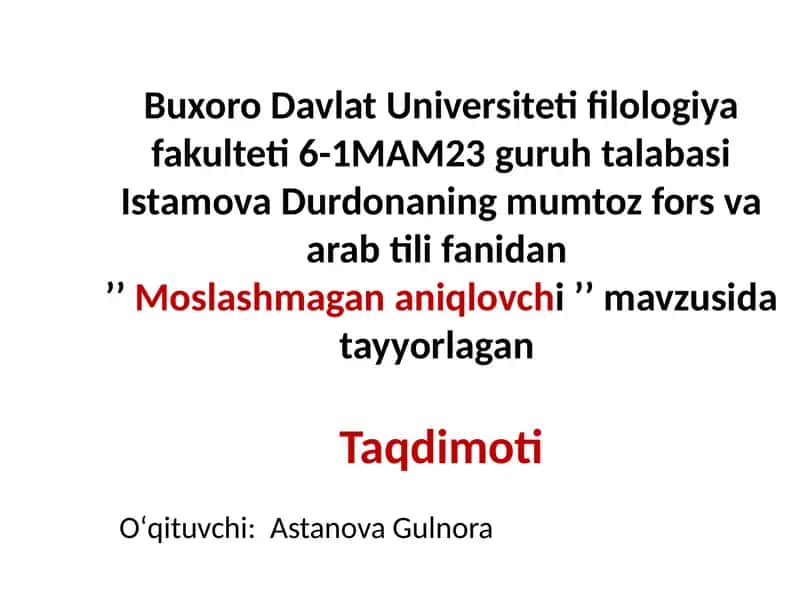 Moslashmagan aniqlovchi 1