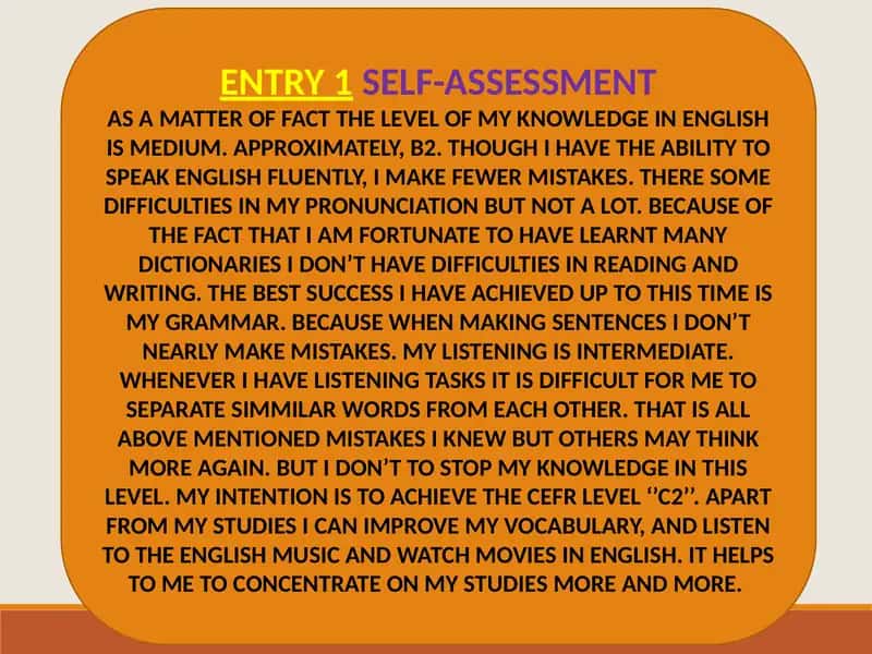 SELF-ASSESSMENT 1