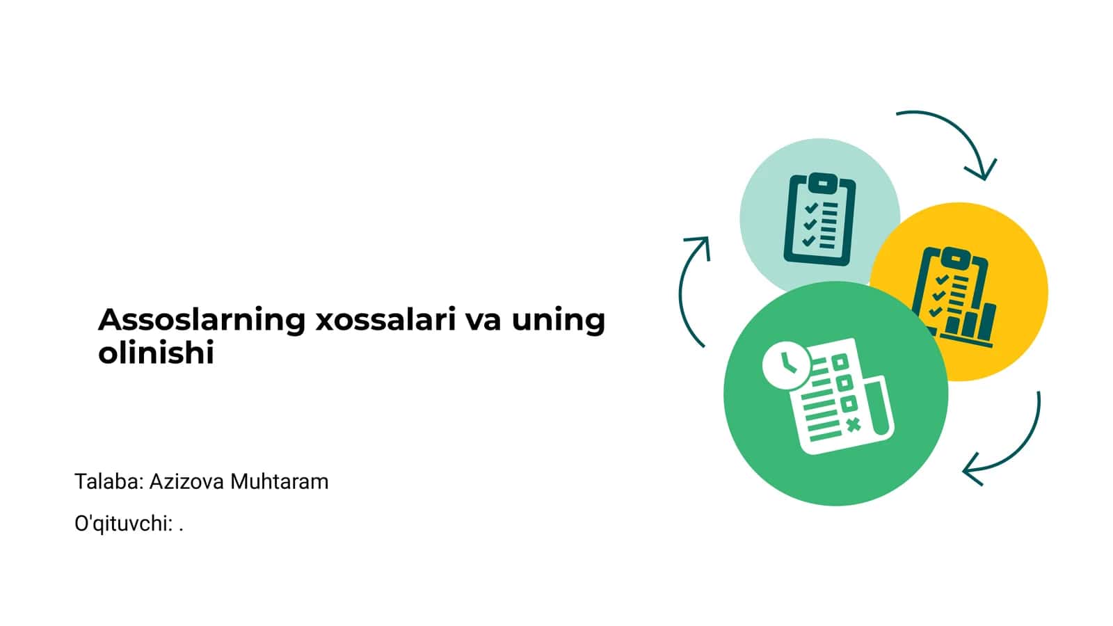 Assoslarning xossalari va uning olinishi 1