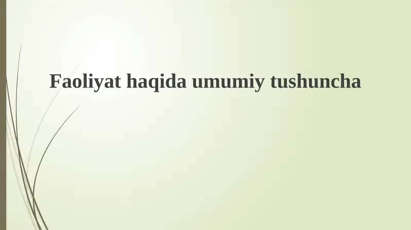 Faoliyat turlari 1