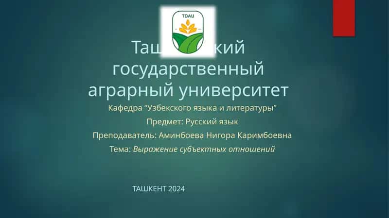 Выражение субъектных отношений 1