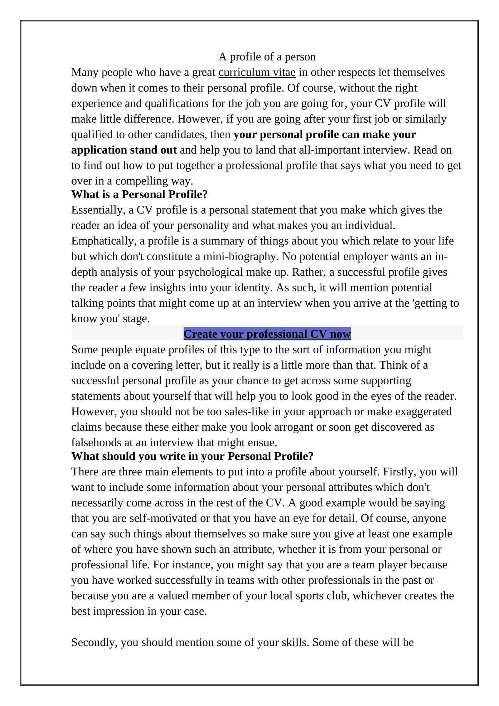 Personal Profile 1