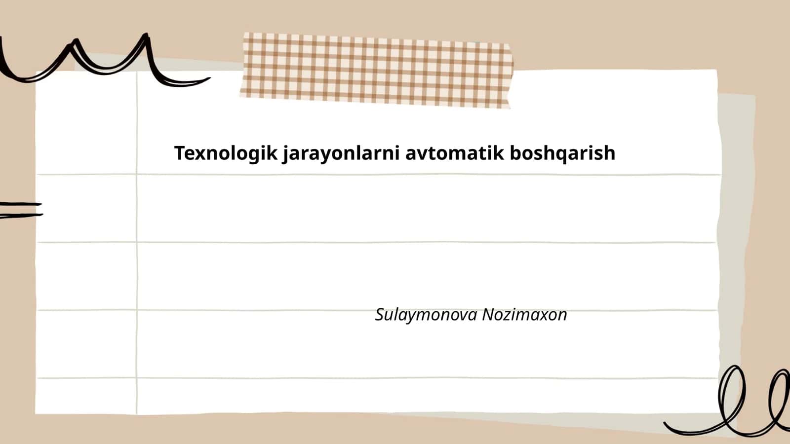 Texnologik jarayonlarni avtomatik boshqarish 1