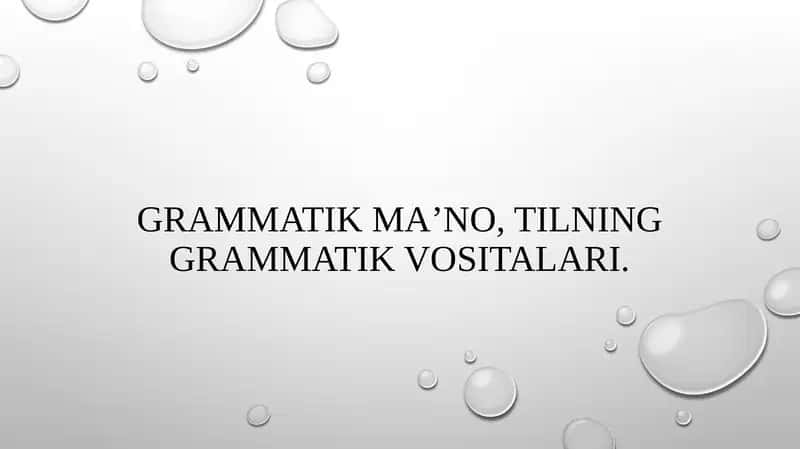 GRAMMATIK MAʼNO, TILNING GRAMMATIK VOSITALARI 1