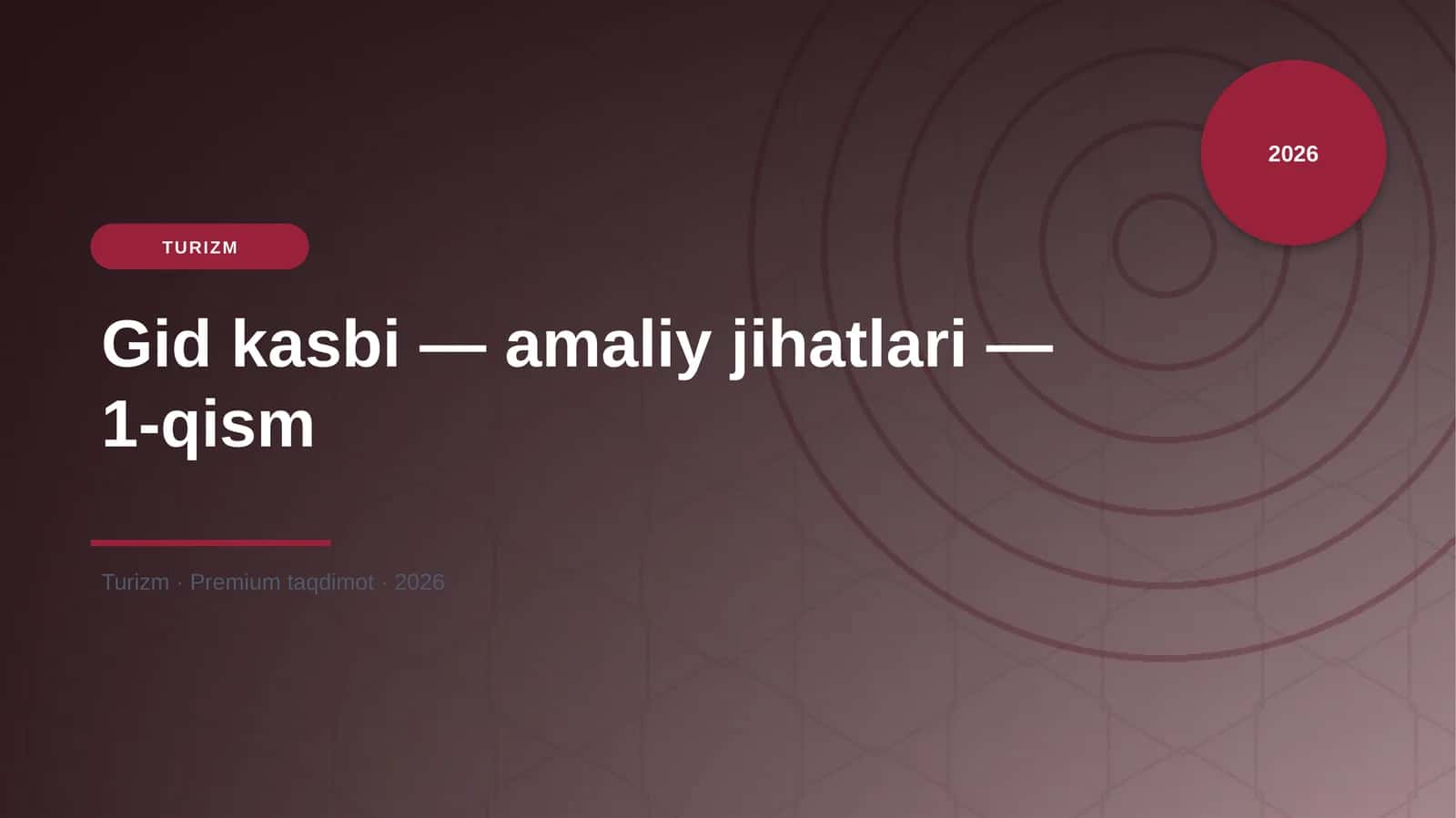 Gid kasbi — amaliy jihatlari — 1-qism 1