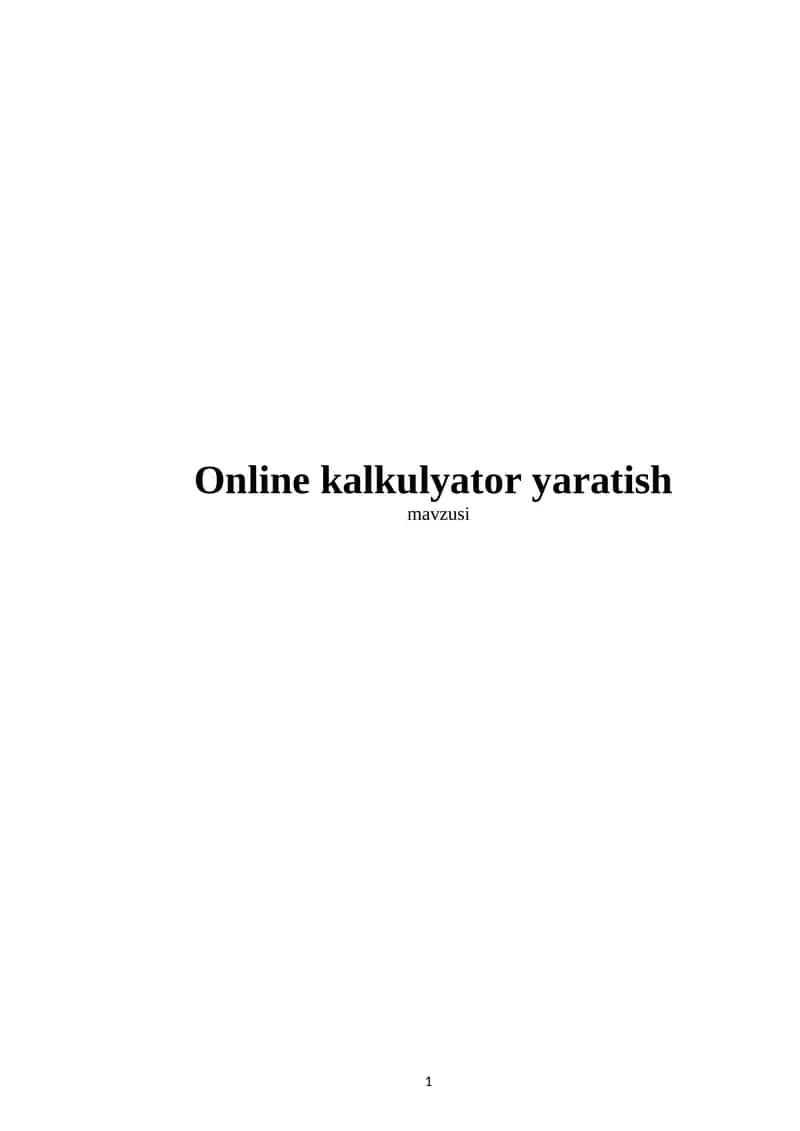 Online kalkulyator yaratish 1