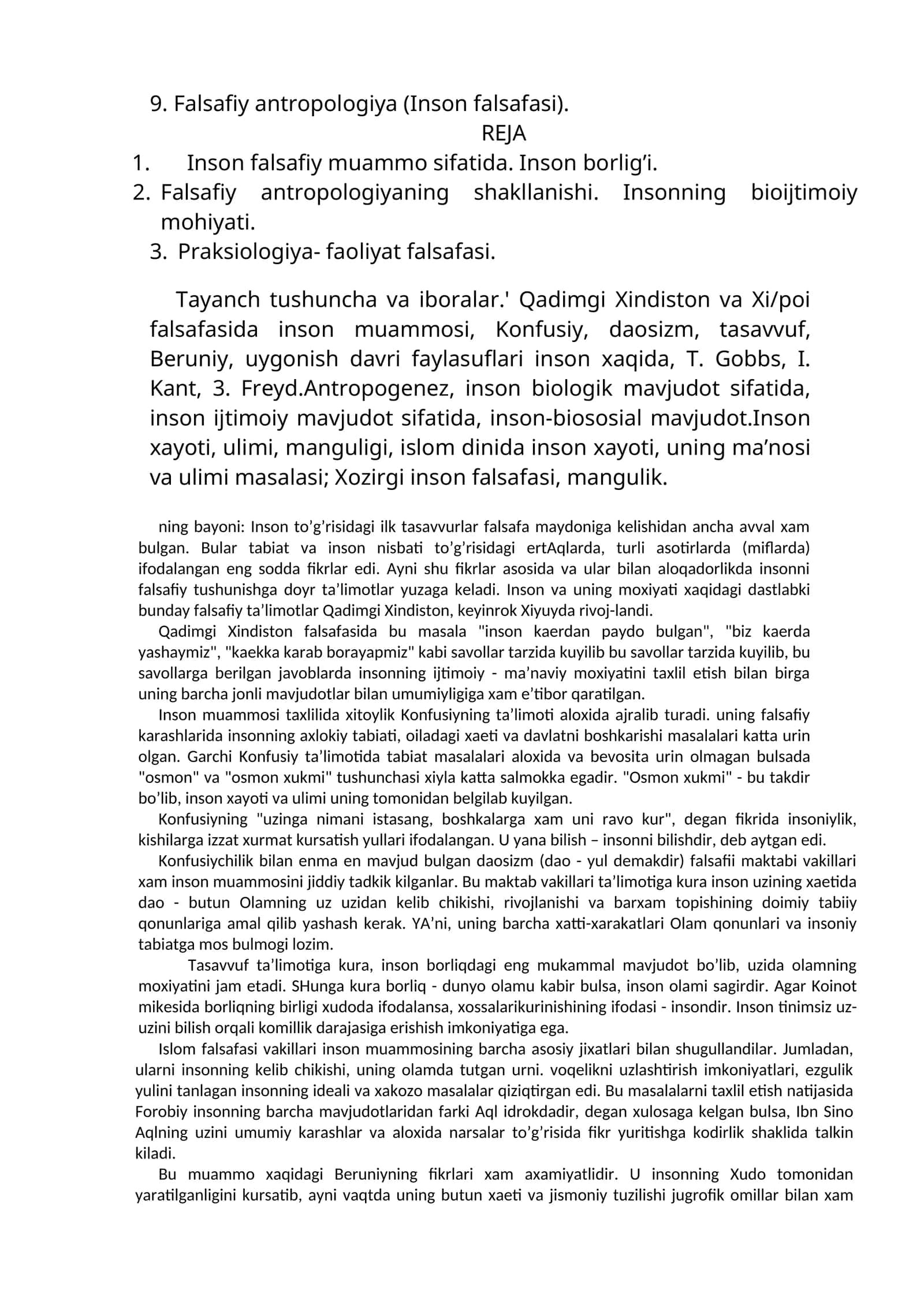 Falsafiy antropologiya (Inson falsafasi) 1