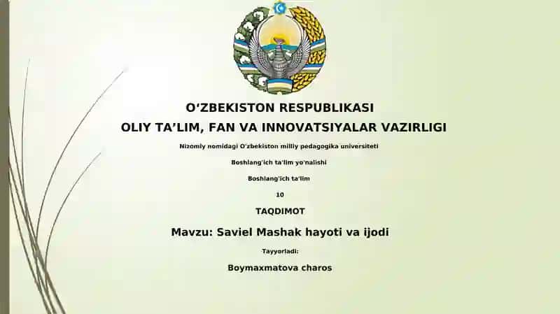 Saviel Mashak hayoti va ijodi