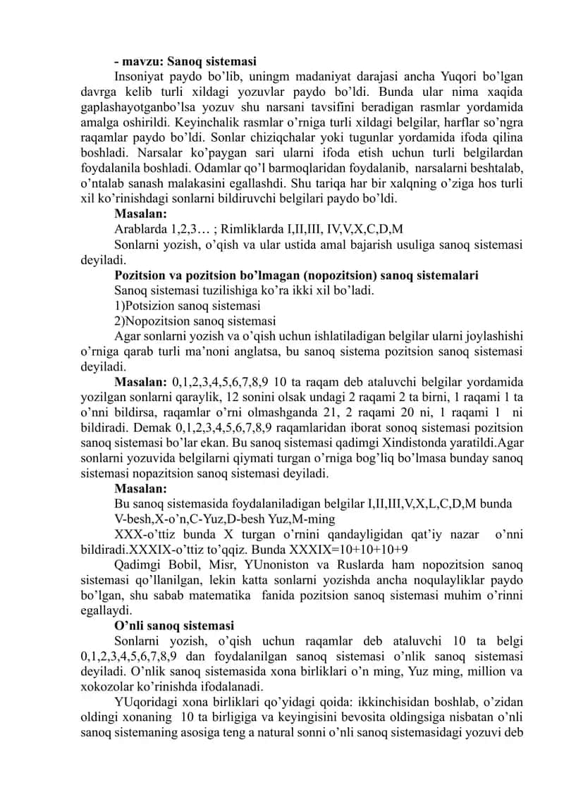 sanoq sistemalari matematika 1