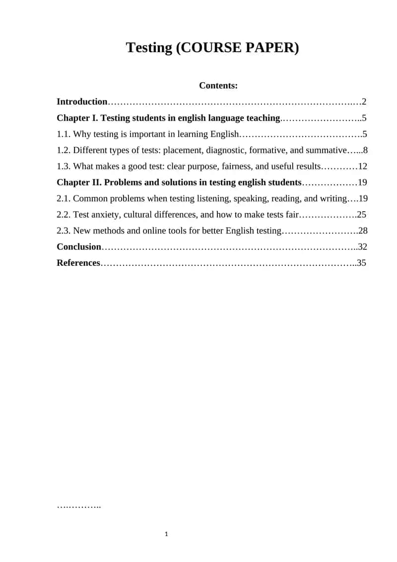 Testing (COURSE PAPER) 1