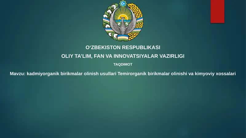 Kadmiy organik birikmalarini olish usullari 1