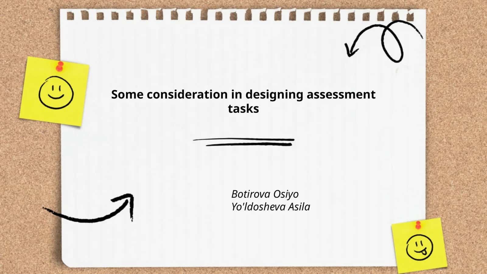 Some consideration in designing assessment tasks 1