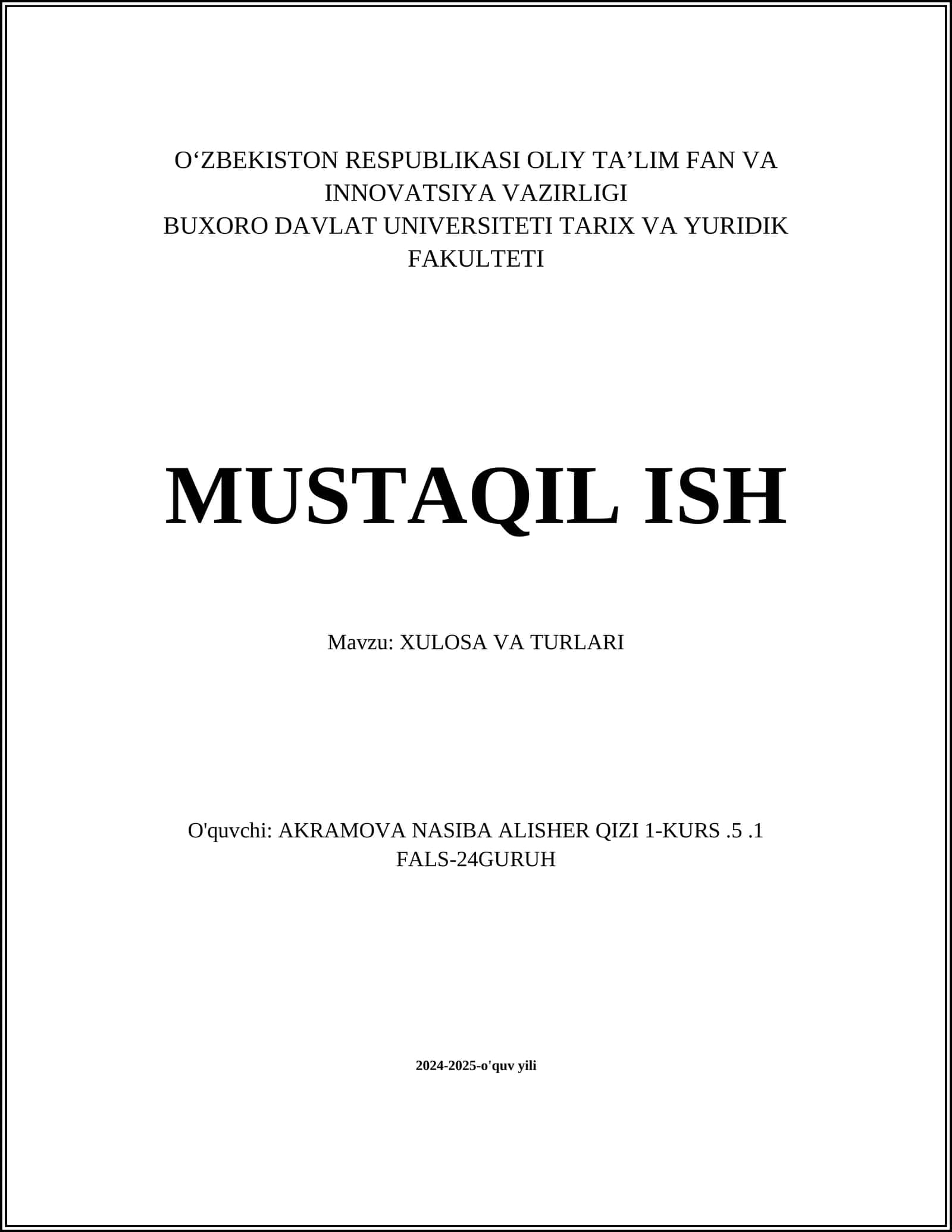 Xulosa tushunchasi 1