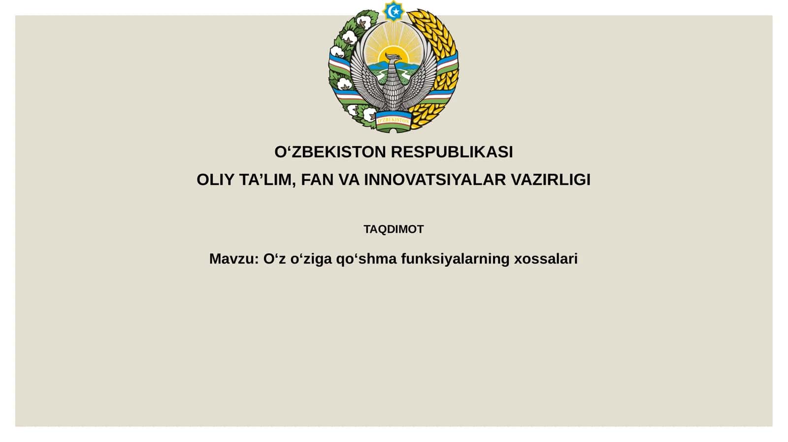 Oʻzoʻzigaqoʻshmafunksiyalarningxossalari 1