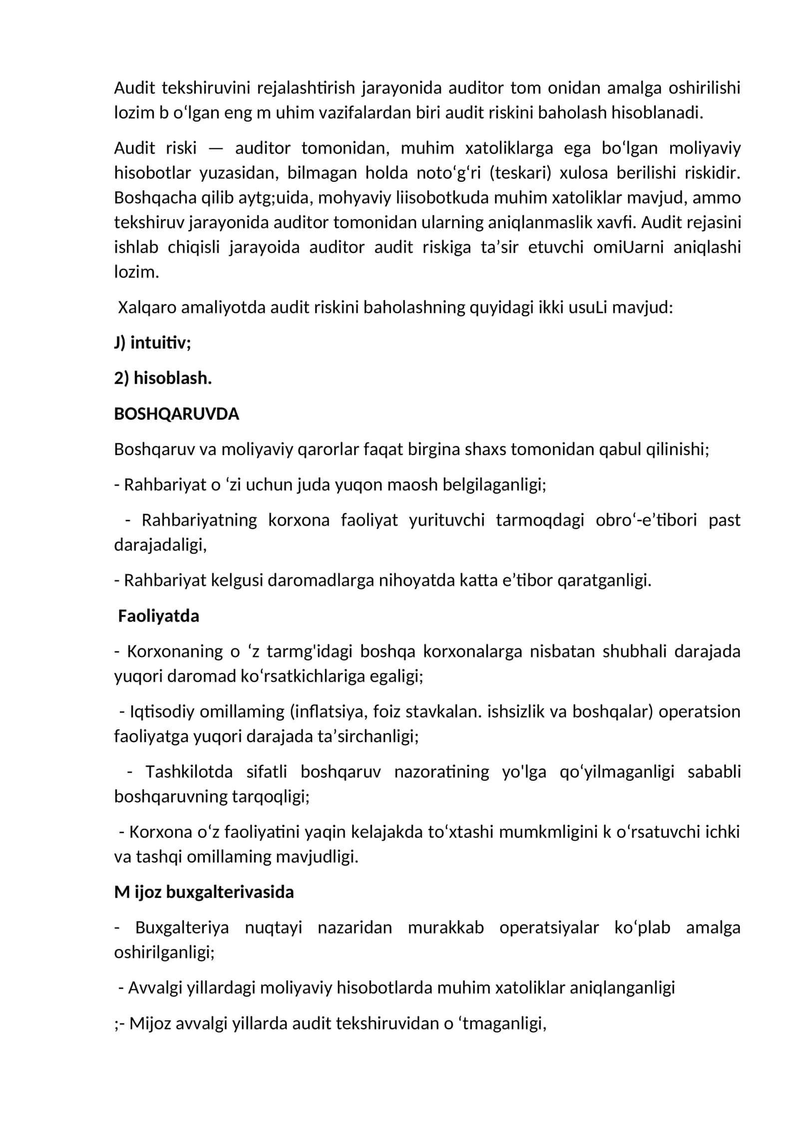 Audit riskini baholashning usullari 1