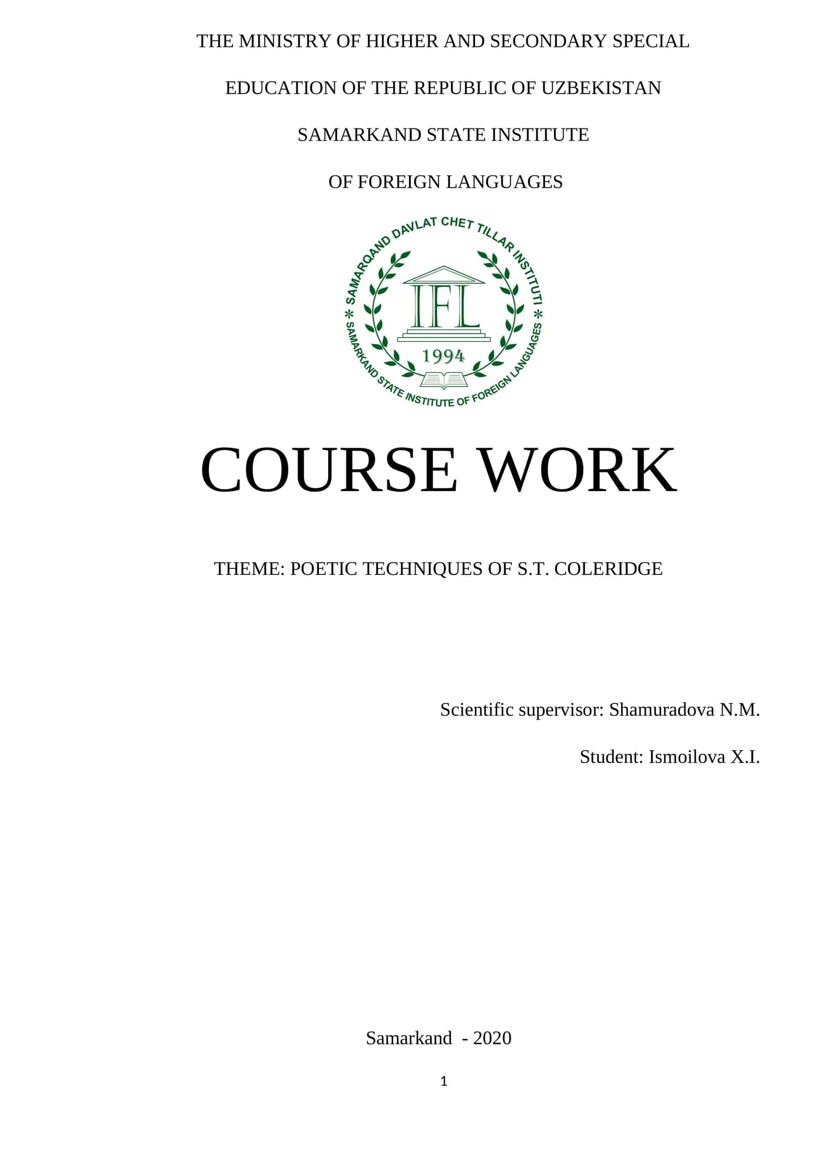 Poetic Techniques of S.T. Coleridge 1