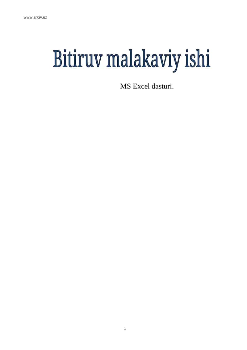 MS Excel dasturi 1