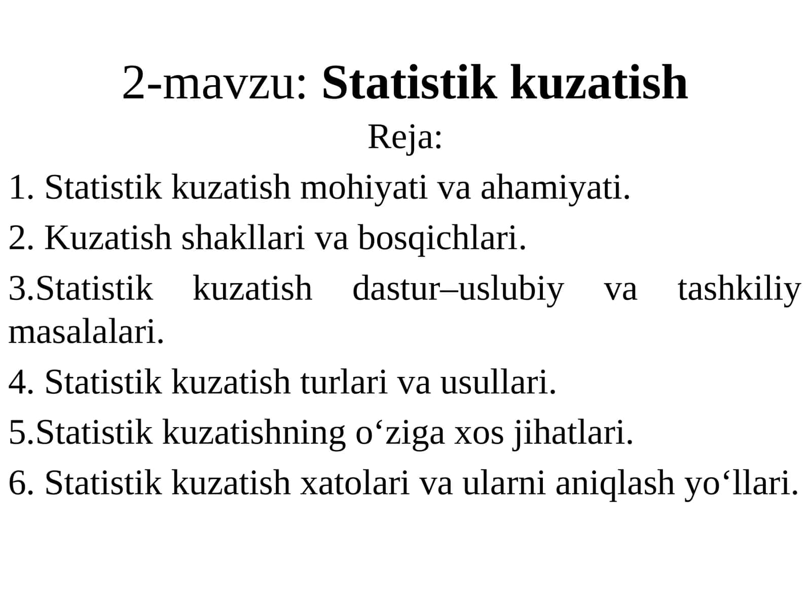 Statistik kuzatish 1