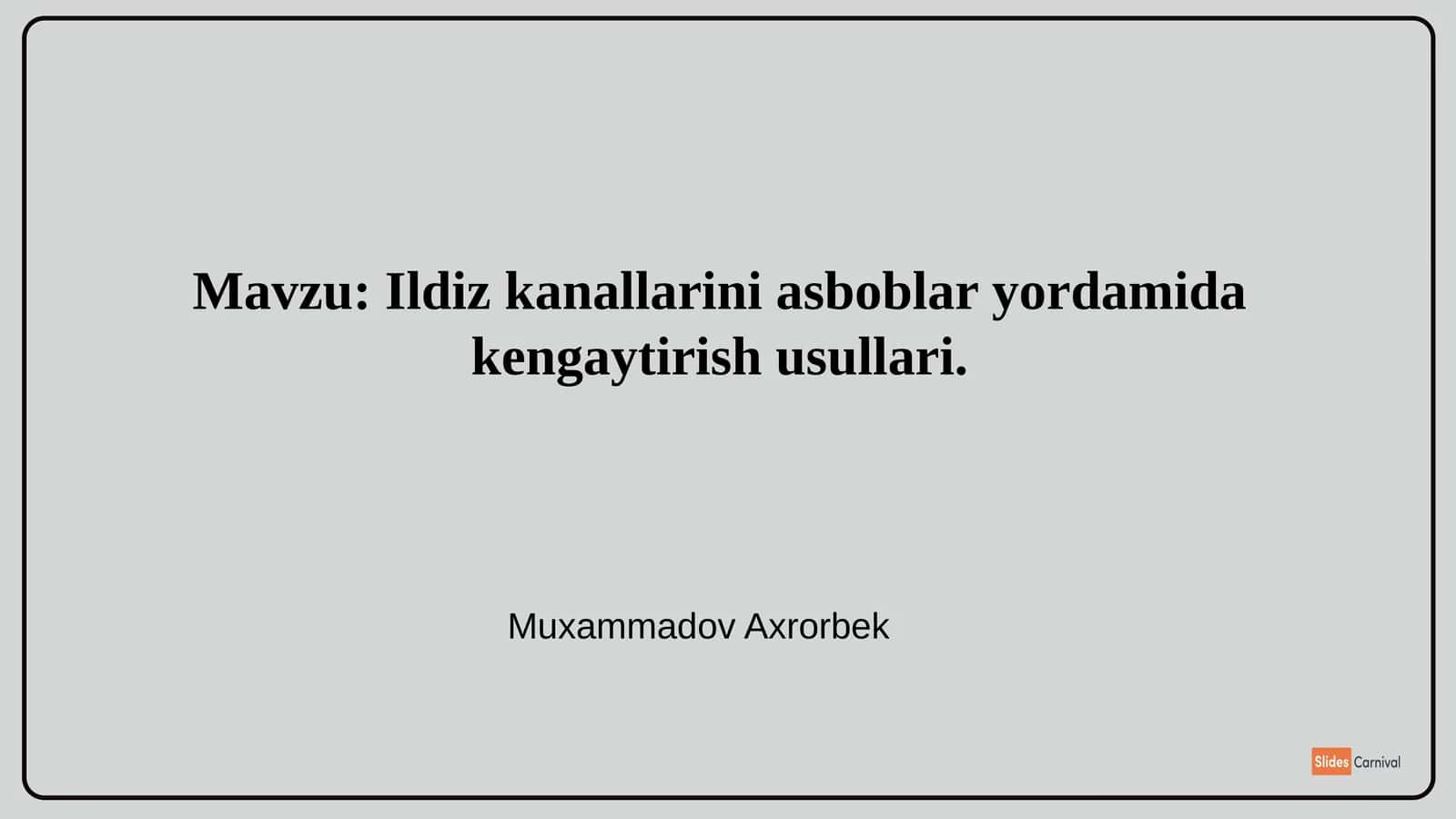 Ildiz kanallarini kengaytirish usullari 1