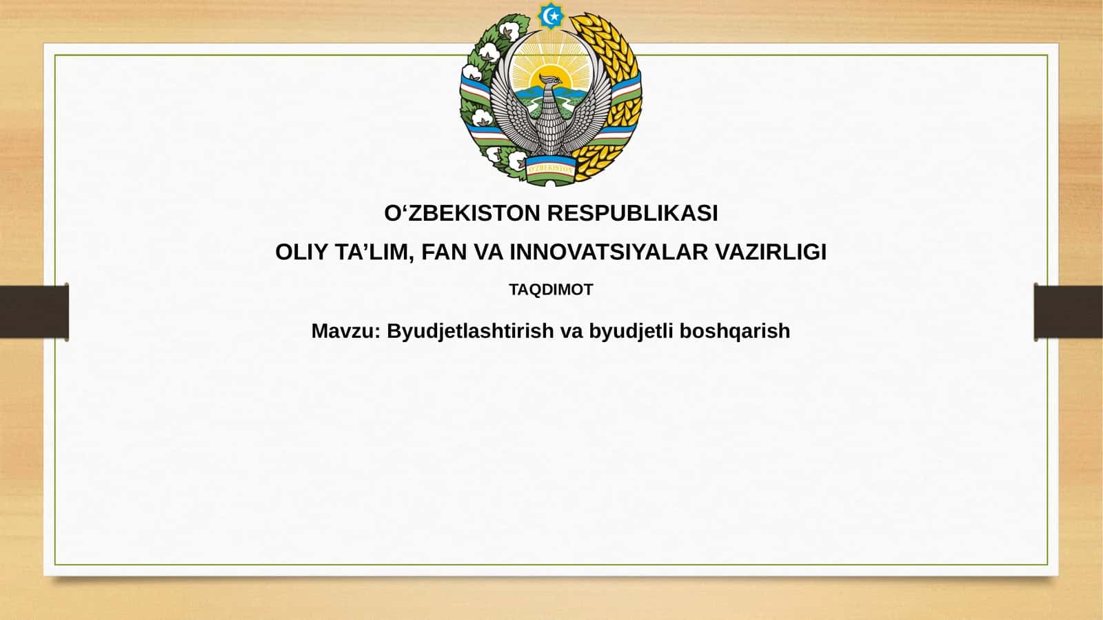 Byudjetlashtirish vabyudjetliboshqarish 1
