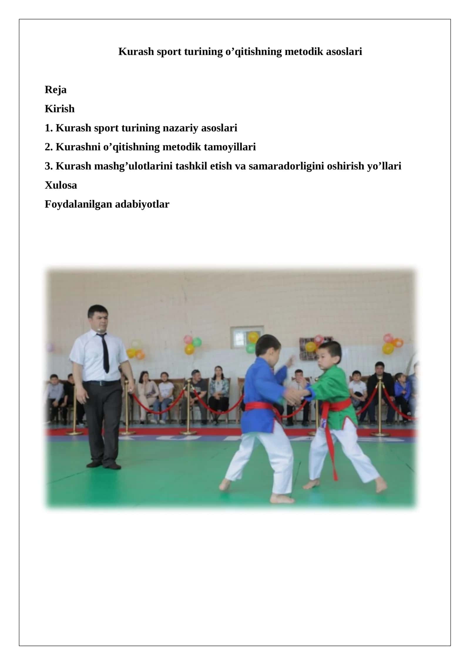 Kurash sport turining o’qitishning metodik asoslari 1