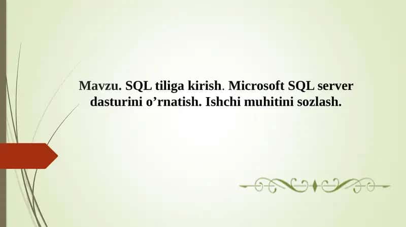 SQL tiliga kirish 1