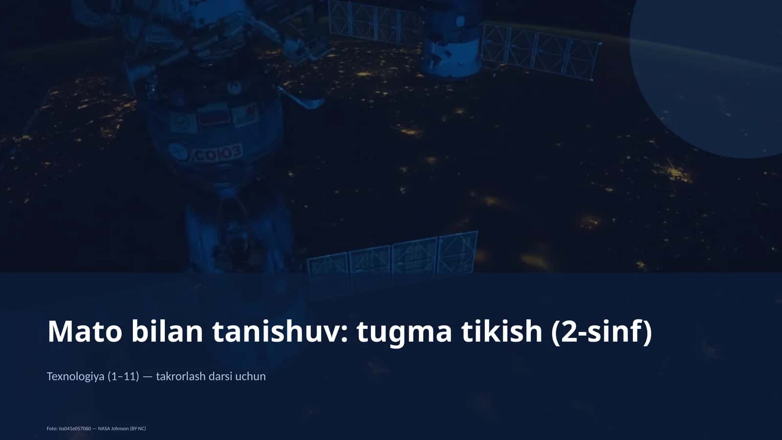 Mato bilan tanishuv: tugma tikish (2-sinf) 1