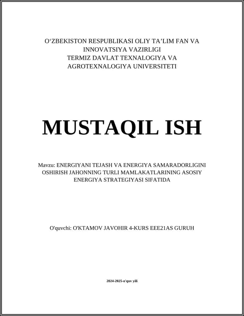 Yashil energiya texnologiyalari 1