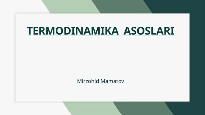 Termodinamika asoslari slayd 1