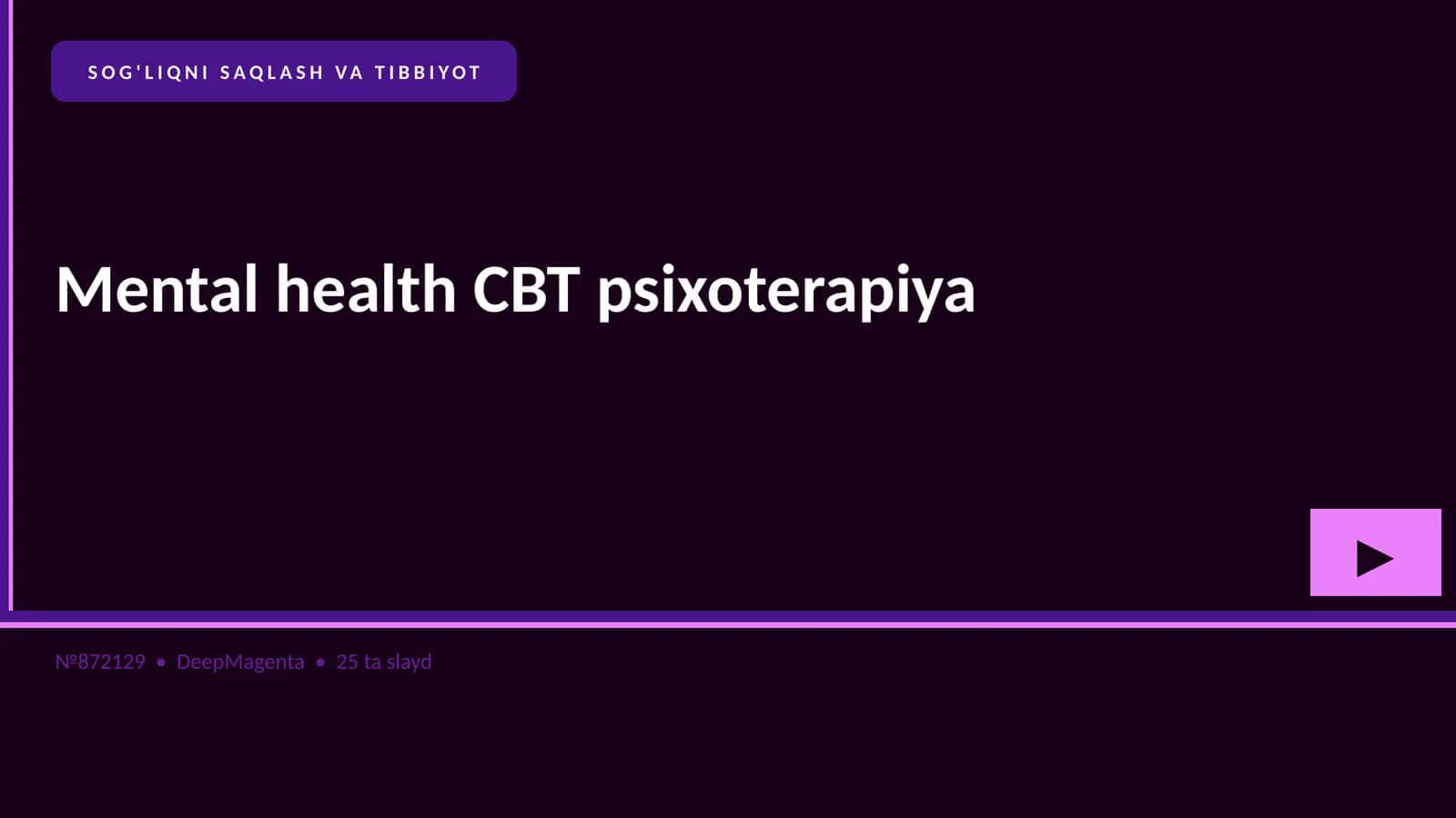 SOG'LIQNI SAQLASH VA TIBBIYOT 1