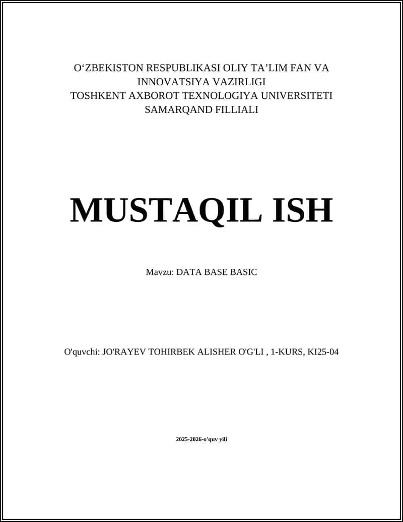 DATA BASE BASIC 1