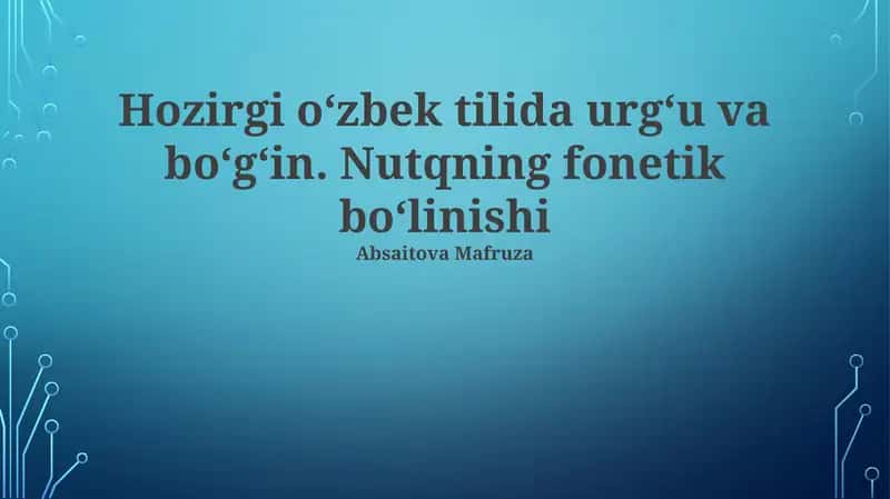 Stressning oʻzbek tilidagi funksiyalari 1