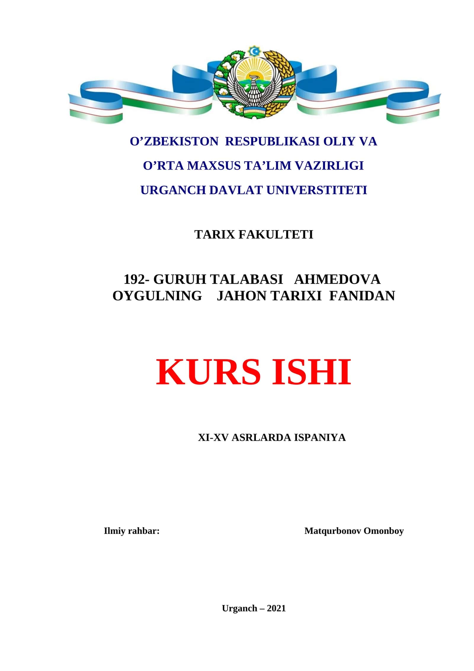 XI-XV ASRLARDA ISPANIYA 1