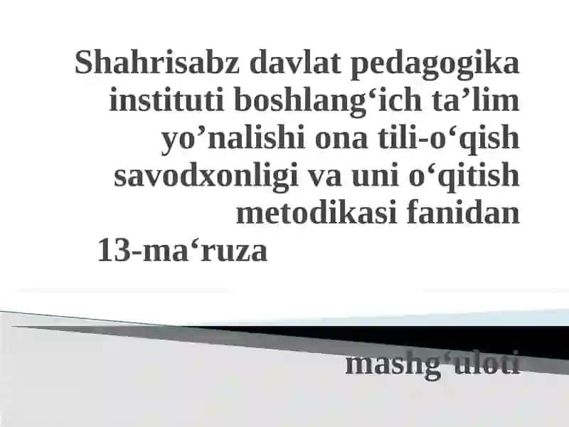 Otturkuminin Ta'rifi va Leksik-Grammatik Xususiyatlari