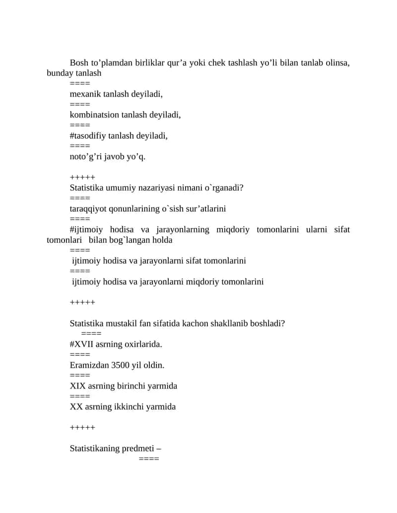 Statistika umumiy nazariyasi 1