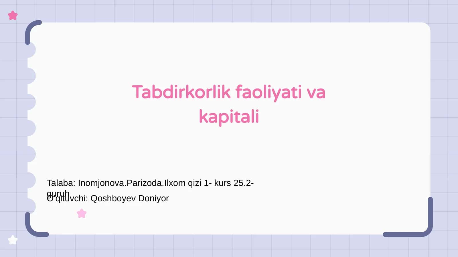 Tabdirkorlik faoliyati va kapitali 1