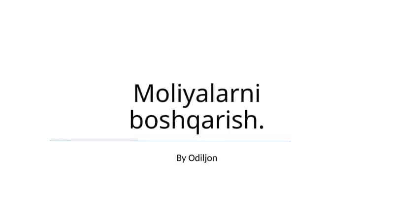 Moliyalarni boshqarish 1